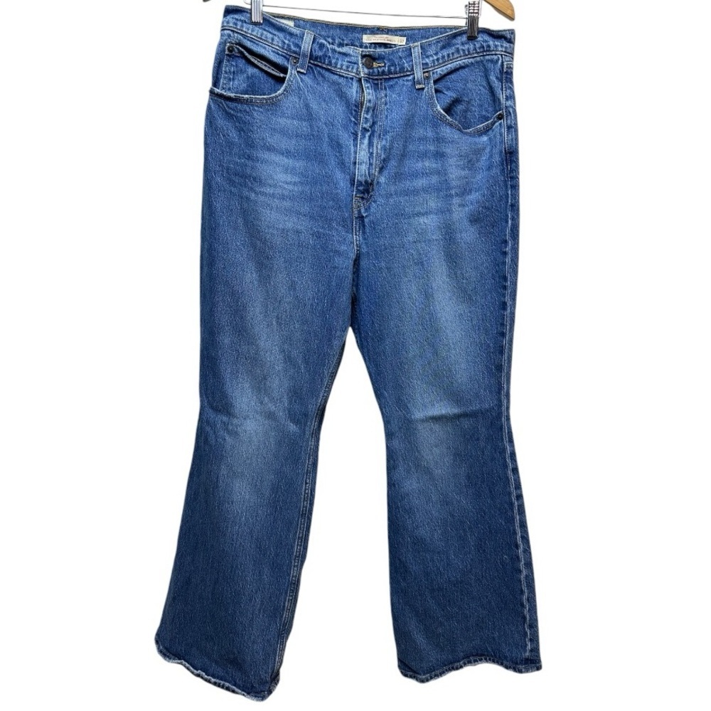 Levi’s 70s High Flare Jeans Size 32 High Rise Vintage Style Blue Denim - Picture 2 of 9